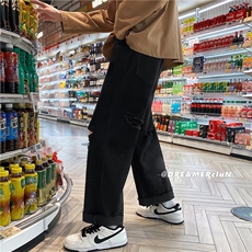 k707-p48-控68美式中性高阶港风中性ins宽松大码肥仔破洞牛仔裤，男装牛仔裤，星座116