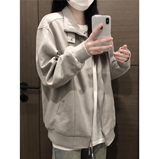 HY225-P70仿麂皮绒立领夹克男女潮牌情侣装春秋季休闲，男装夹克，电商B323A