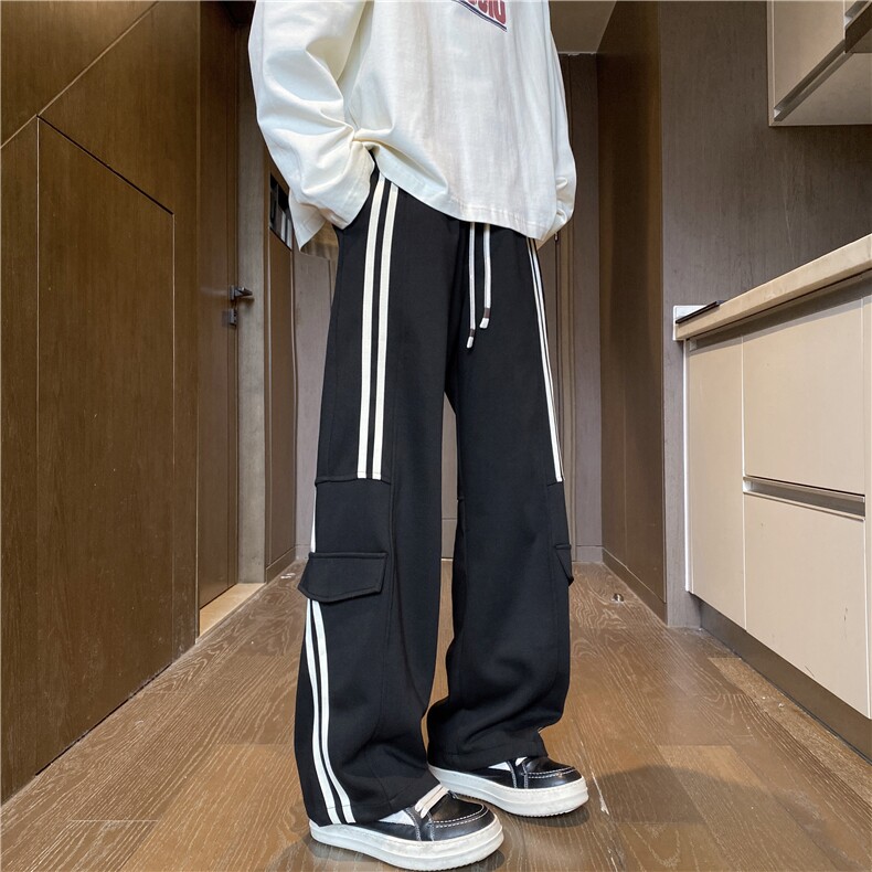 2026秋季新款潮流条纹拼接宽松休闲卫裤B315-K25609-特p40控78,男装休闲裤,电商B315