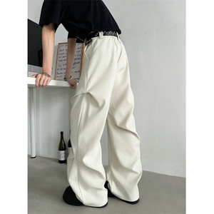褶皱分割垂感西裤美式微喇cleanfit阔腿长裤504-K871-TP42控78图片