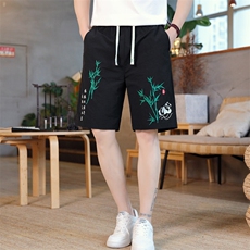 风大刺绣短裤男中式休闲百搭五分裤沙滩裤XZ310B-3-DK1903-P27，男装牛仔裤，星座310B-3