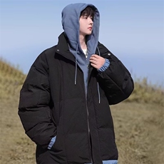 潮牌假两件连帽棉衣外套男冬季2025新款加厚面包棉服情侣棉袄，男装棉衣，星座1210-1