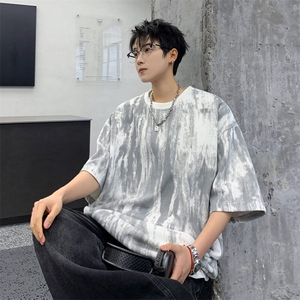 T217/特P30新品夏季扎染短袖T恤男女潮牌泼墨重磅t恤宽松大码上衣图片