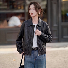 【大量现货】2026秋季女装新款时尚高级感小个子短款皮衣外套，女装皮衣，缘衣格