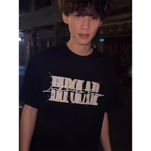 万针全刺绣工艺抖音得物高品质260克重磅纯棉双纱美式高街短袖T恤图片