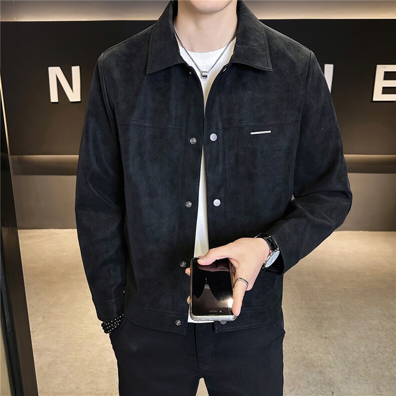 2026新款春季麂皮男士外套潮牌机车皮夹克A313-9975-P145188，男装夹克，电商A313