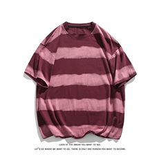 美式扎染条纹短袖t恤男女夏季宽松复古半袖情侣T3622-特价P30，男装T恤，电商A007