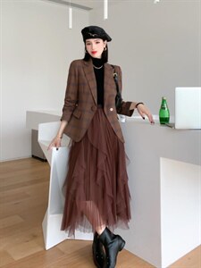 格子外套图片
