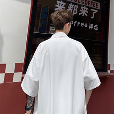 2026夏休闲褶皱冰丝凉感短袖五分袖半袖衬衫CS1800/特P30白色5，男装T恤，电商A094