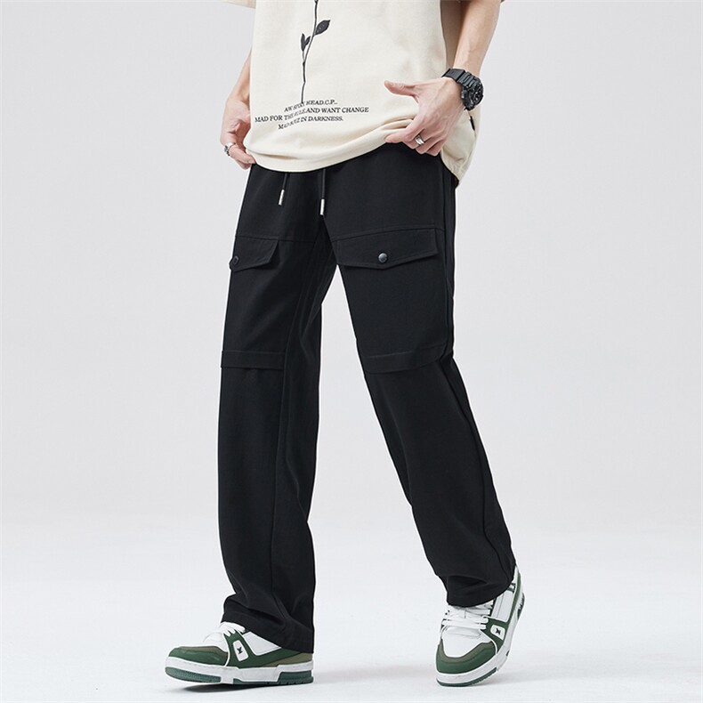 休闲裤男夏季新款潮流痞帅莱赛尔松紧抽绳百搭直筒裤DY5019-P67，男装休闲裤，电商A178-1