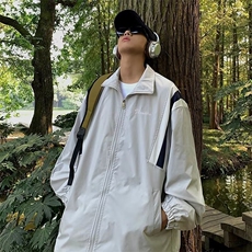外套男士春秋季潮牌痞帅撞色拼接青少年休闲宽松翻领夹克F39，男装夹克，星座1116A-1（原606A）