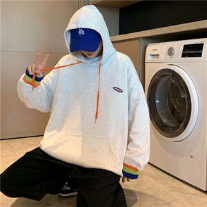 港风休闲卫衣连帽男字母印花韩版潮2024秋装新款A161-2-Y753-P35图片