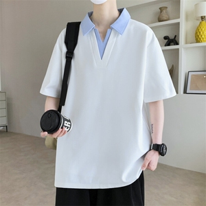 夏季 大码公版拼色翻领POLO衫男休闲T恤短袖图片