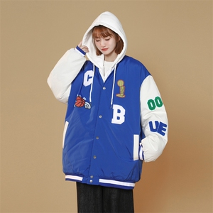 2022假两件连帽棒球服夹克棉衣女棉服棉袄情侣外套 3317-P90控138图片