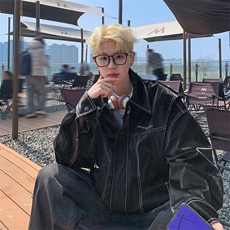 设计感多结构复古皮衣美式潮牌假两件皮夹克X1213-DY2316-特P108，男装夹克，星座1213