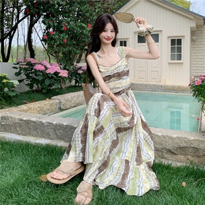 欧货度假风复古连衣裙女2026夏季流行单品新款长裙大方得体的裙子图片