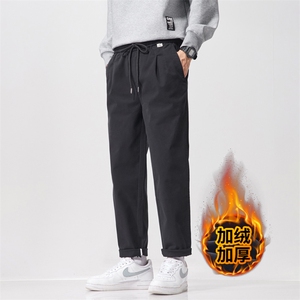 特批纯棉休闲裤男士2025冬季新款直筒宽松长裤子J822-P48/加绒P55图片