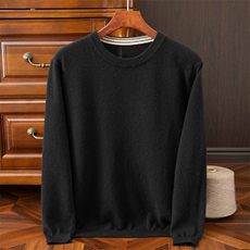 2024秋季新款羊绒圆领长袖套头衫休闲舒适，男装羊绒套衫，米亚康羊绒