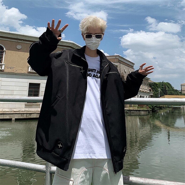 美式高街漂亮潮牌开衫连帽卫衣男春秋运动夹克JK0157-P70图片