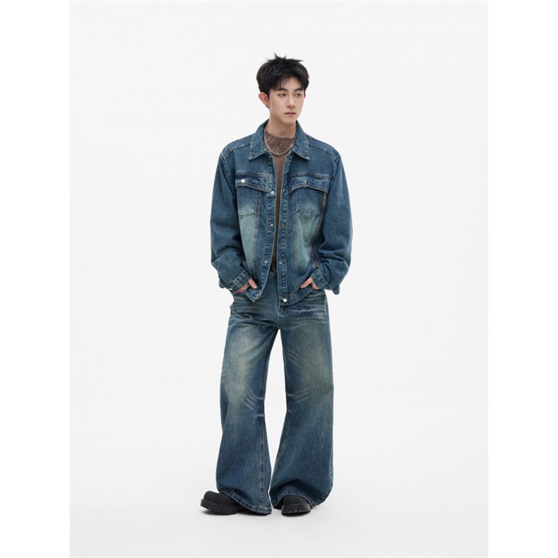 美式解构牛仔外套夹克短款潮流百搭休闲男女外套JK0404-P70,男装工装外套,星座308B-2