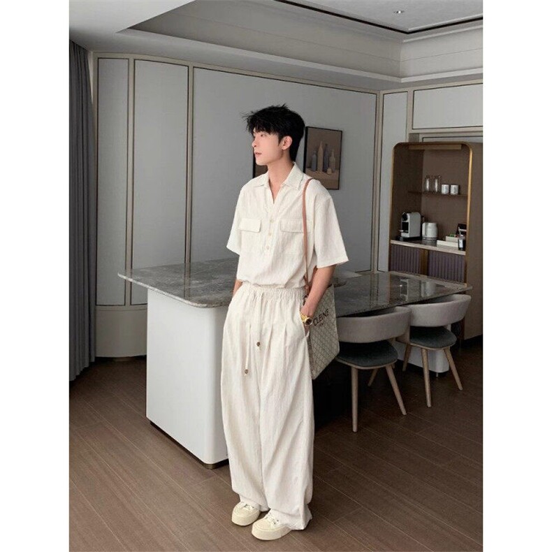 【量大价优】天丝亚麻套装ootd穿搭TZ08001上衣P55裤子P55，男装休闲套装，星座1004（原星座815-3）