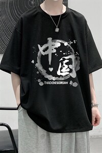 HT73134-P22 华夫格t恤男短袖男大码五分袖 大皂风图片