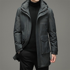 羽绒服男装中长款男士冬装外套2023新款连帽厚冬季ZELD9835-P325，男装羽绒服，电商B212（原钱塘6029）
