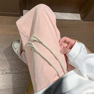 8XL-M特大码秋季新款垂感休闲裤男宽松直筒裤男裤拖地裤K942P40图片