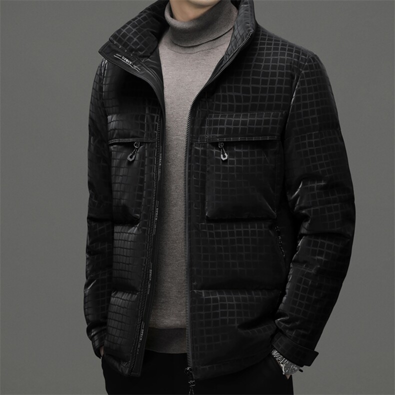 男装2023冬季新款立领白鸭绒羽绒服上衣中年男士休闲厚款保暖外套，男装羽绒服，电商B212（原钱塘6029）