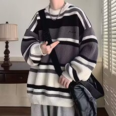 M328-P37美式复古高级感毛衣男春秋款加厚休闲针织衫慵懒风，男装T恤，电商B323A