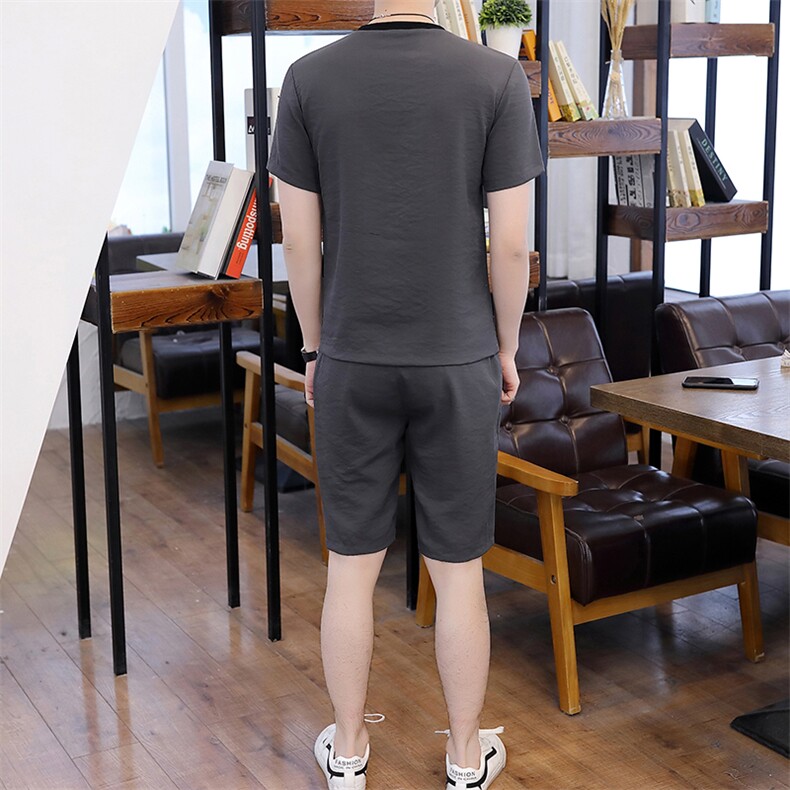 【】2021夏季新款短袖套装男士潮流t恤潮牌男装T718-P50,男装休闲套装,星座1206（原A206）