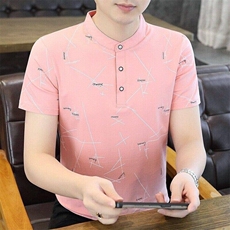 25109-P35夏季休闲时尚T恤男短袖打底衫商务休闲修身立领POLO衫，男装T恤，电商D310B-1