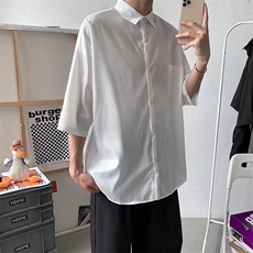 短袖衬衫男夏季外搭港风穿搭配宽松弹力半袖男装衬衣CS141，男装衬衫，星座1116A-1（原606A）