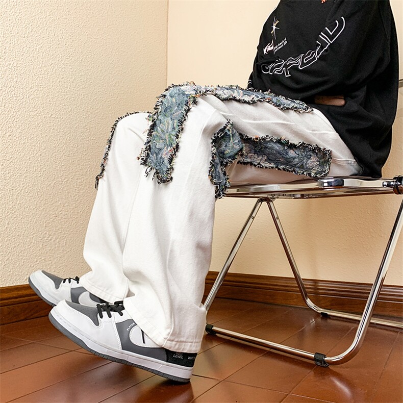B221美式ins高街小众个性男女情侣款休闲牛仔裤LK23002-P60控78,男装牛仔裤,电商B221