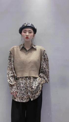 马甲衬衣两件套，女装马夹，主合