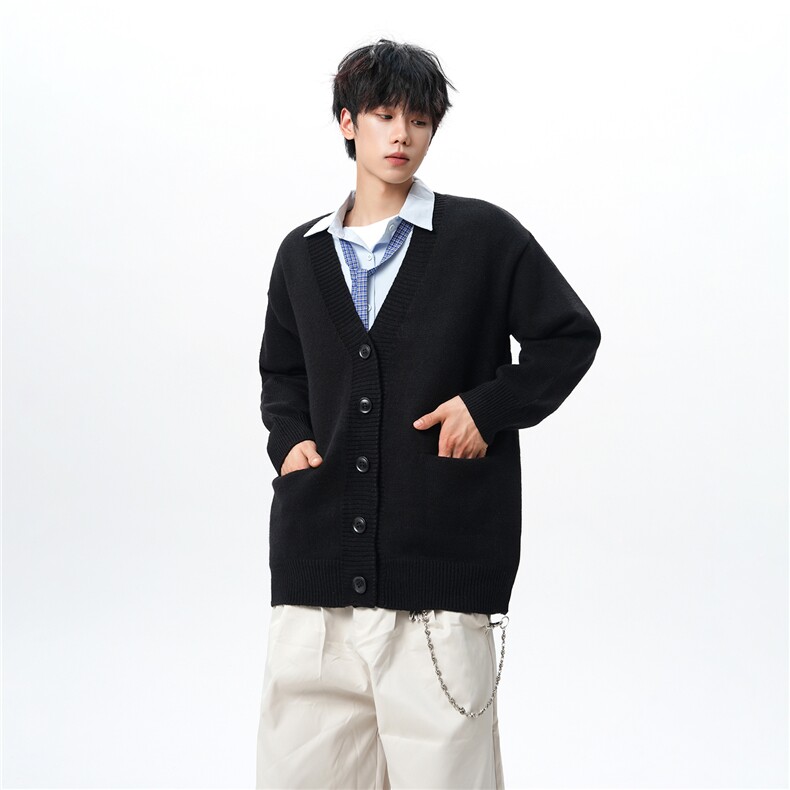 8XL-M大码V领开衫毛衣外套男日系复古宽松慵懒风针织衫KS002p55,男装针织衫/毛衣,电商B312