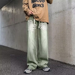vibe风裤子高街男复古牛仔裤美式oversize西海岸阔腿裤N0334-p45图片