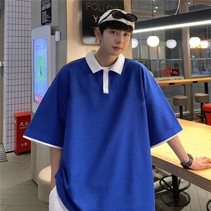 2025夏季新款 简约纯色青少年班服学院风短袖polo杉T860/P35控48图片