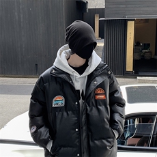 F33-P92美式潮牌PU皮赛车服外套冬季加厚ins潮流立领宽松棉服，男装棉衣，星座512-6