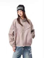 美式复古立领工装夹克外套女士春秋季新款cleanfit宽松休闲上衣潮，男装夹克，星座613