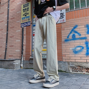 水洗做旧牛仔裤男美式潮牌宽松直筒阔腿休闲长裤N330-P43图片