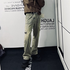 美式复古铆钉牛仔裤男款高街潮牌直筒阔腿帅气KX201-P55，男装牛仔裤，星座1109-3