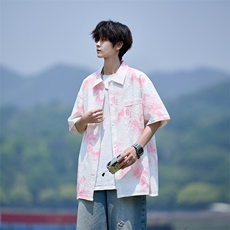 L-8XL夏季新款大码潮牌印花短袖衬衫衬衣C89012-P35-XZ109控59，男装T恤，星座109