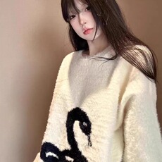 潮牌美式情侣蛇图案毛衣男女秋冬仿貂毛小众慵懒风套头针织外套，男装针织衫/毛衣，星座506A