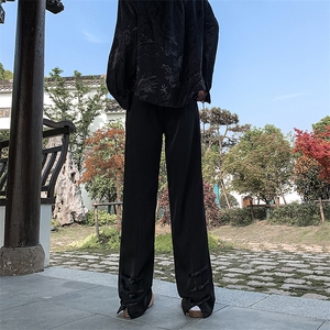 现货 新中式风夏季休闲冰丝高级感垂感直筒西裤男 KK433-P55图片