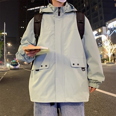 新款连帽冲锋衣夹克男山港风潮流宽松休闲外套JK2305-P68，男装夹克，星座717