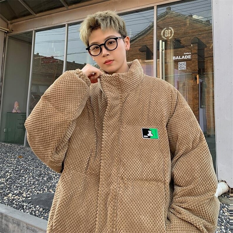 特P100无差价冬新oversize雪尼尔立领棉衣男潮欧棉绒保暖棉衣M95,男装棉衣,电商A001-1