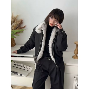 秋冬季棉袄加厚情侣连帽棉衣棉服男麂皮毛领夹棉座山雕外套女图片