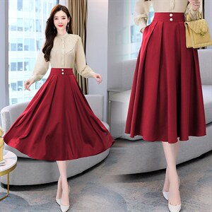 假两件连衣裙女2025年春秋新款高级感时尚气质印花长裙潮，女装半身裙，卡杰菲