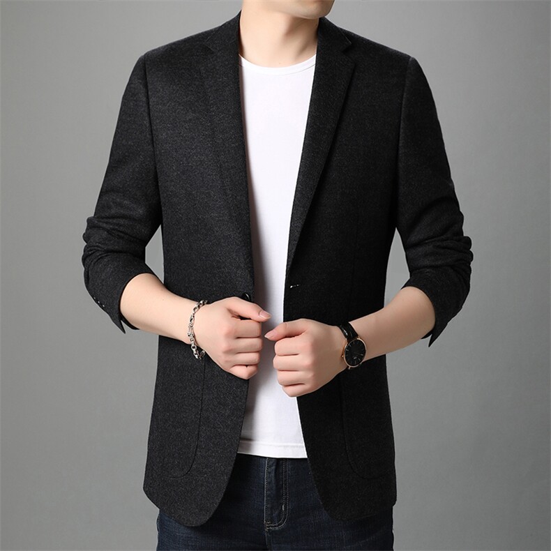 YT8885主推2021冬季新款西装男西服简约毛呢外套商务休闲P205图片